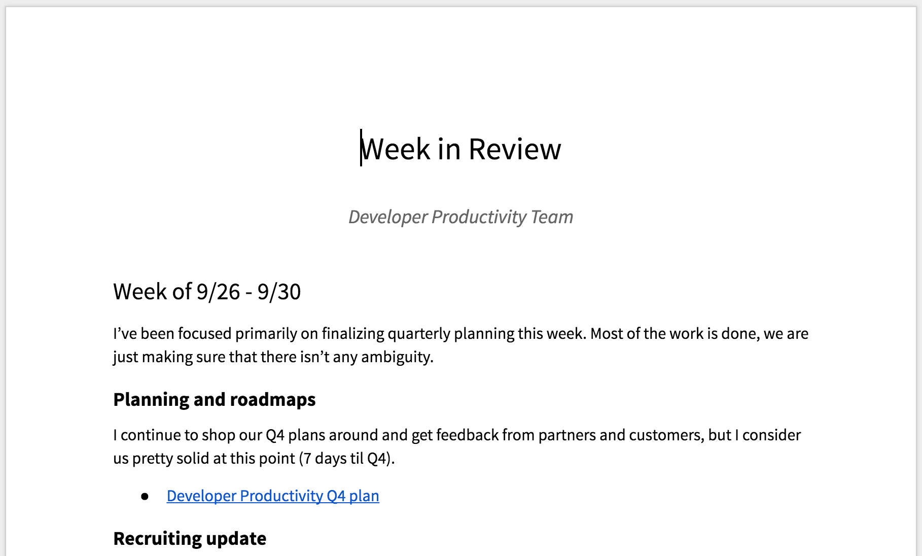 Week in Review Example